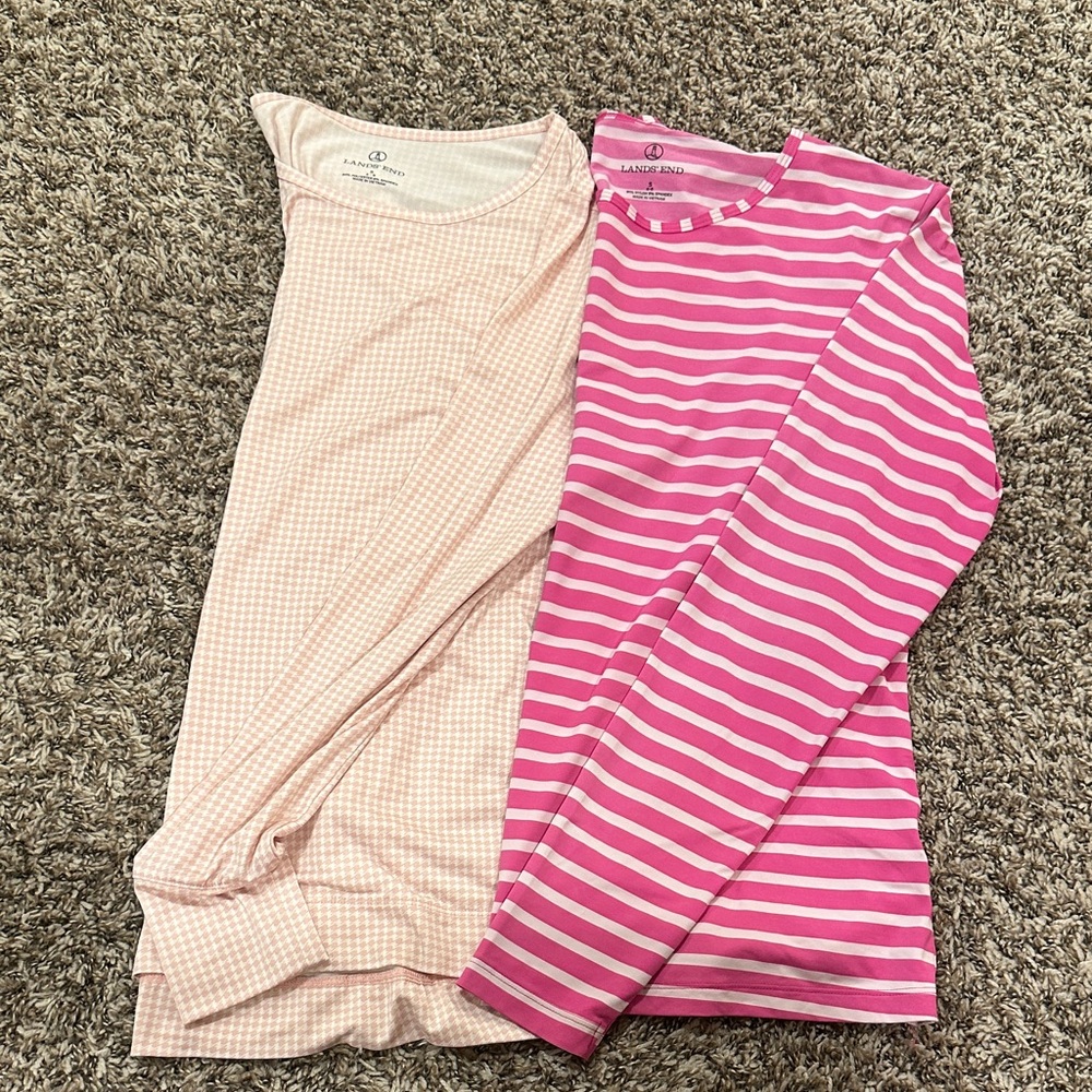 Lands End set of 2 long sleeve rash-guard shirts